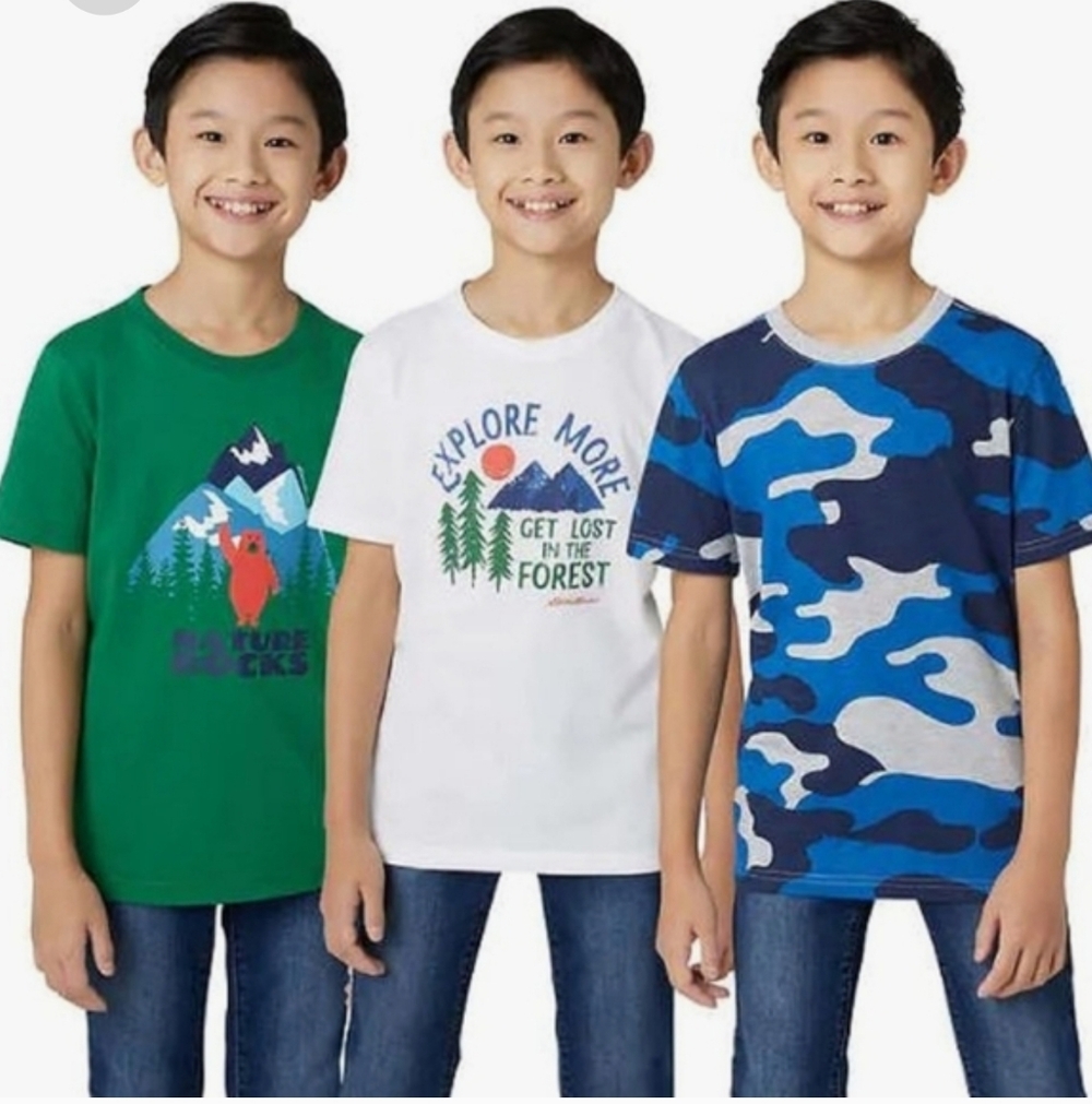 Eddie Bauer Youth Boy's 3 Pack Short Sleeve T-Shirts